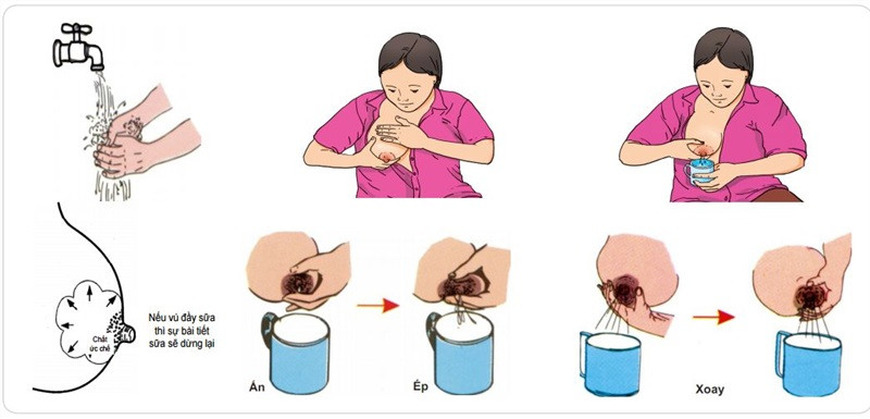 Vắt sữa mẹ bằng tay là phương pháp phổ biến.