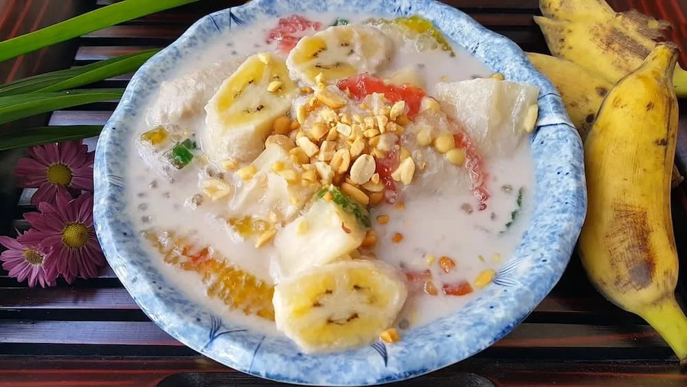 Chè chuối khoai mì bột báng