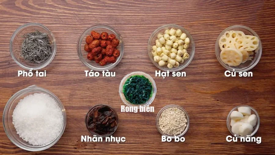 Một số nguyên liệu chính cần phải có