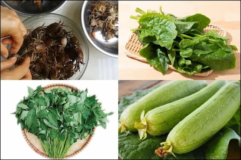 Nguyên liệu nấu canh cua rau đay