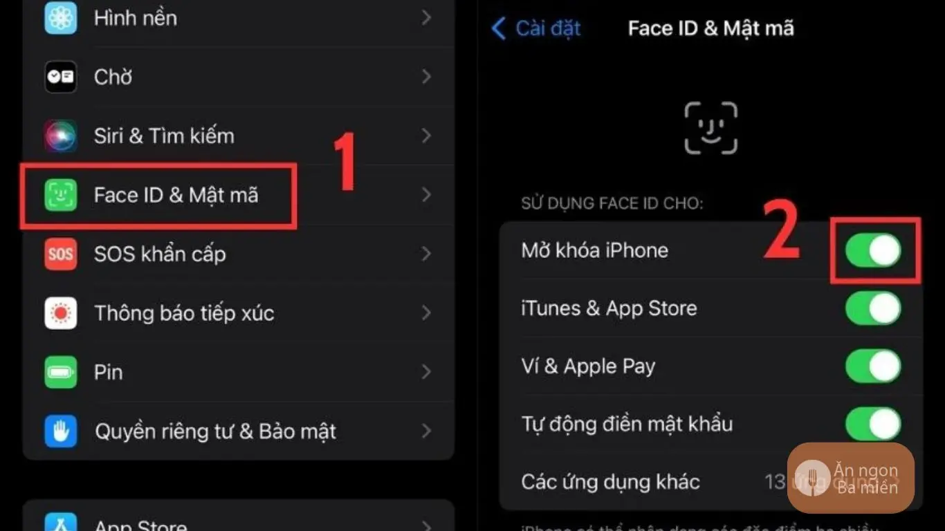 Bật lại mở khóa iPhone