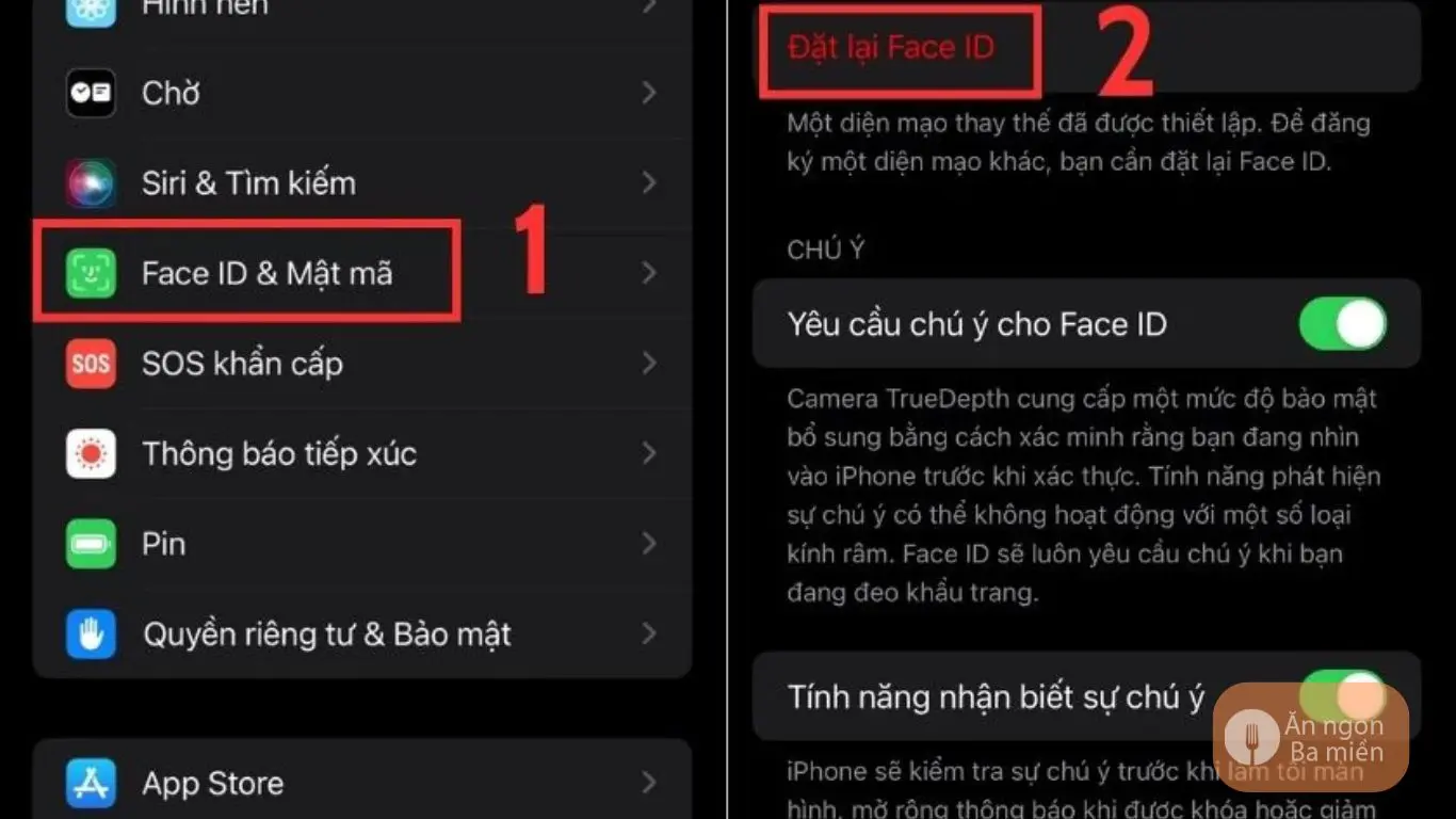 Đặt lại Face ID