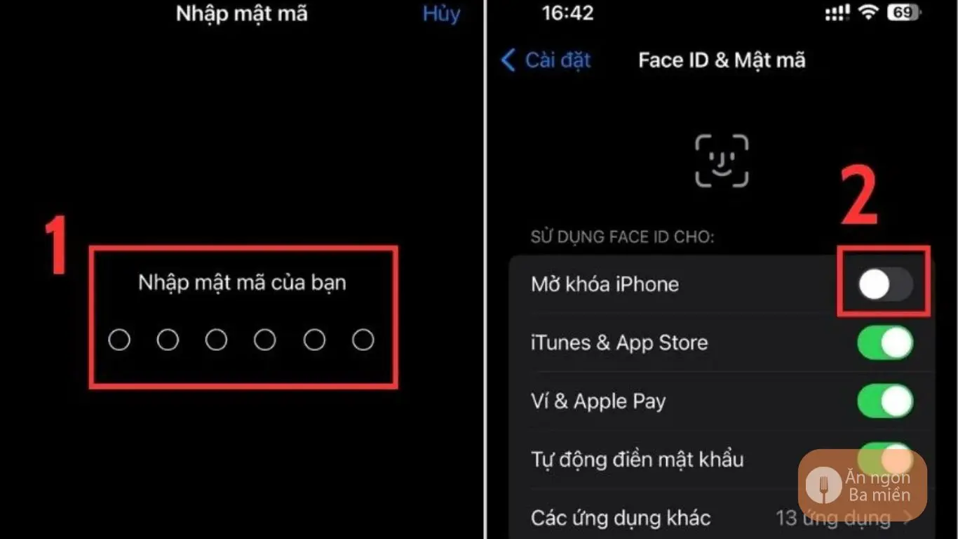 Nhập mật khẩu mở khóa iPhone