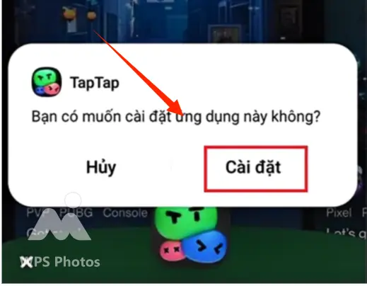 Chọn cài đặt để cài TapTap