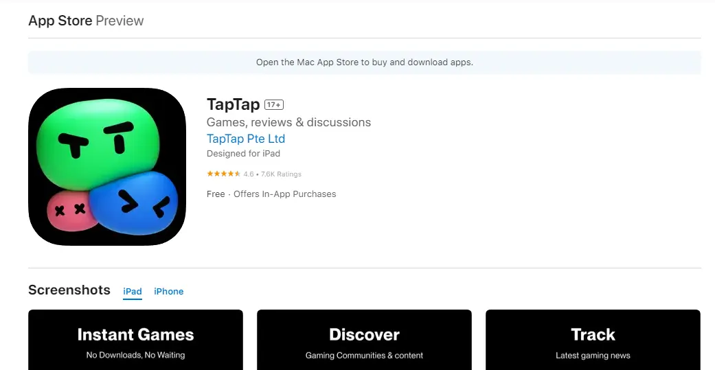 Hình ảnh TapTap trên App Store